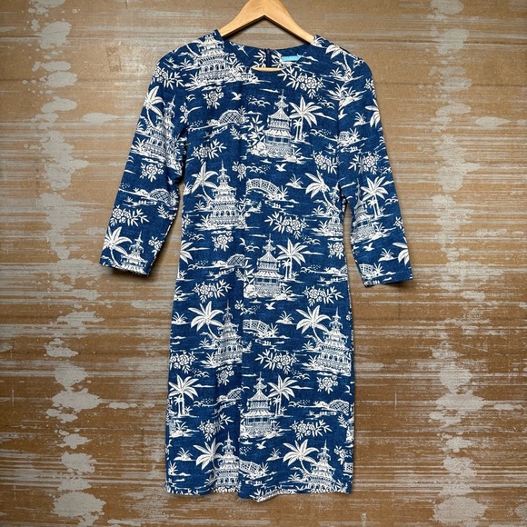 J. McLaughlin Tongsai Palms Sheath Dress Catalina Cloth Preppy Stretch Womens S - Picture 1 of 4